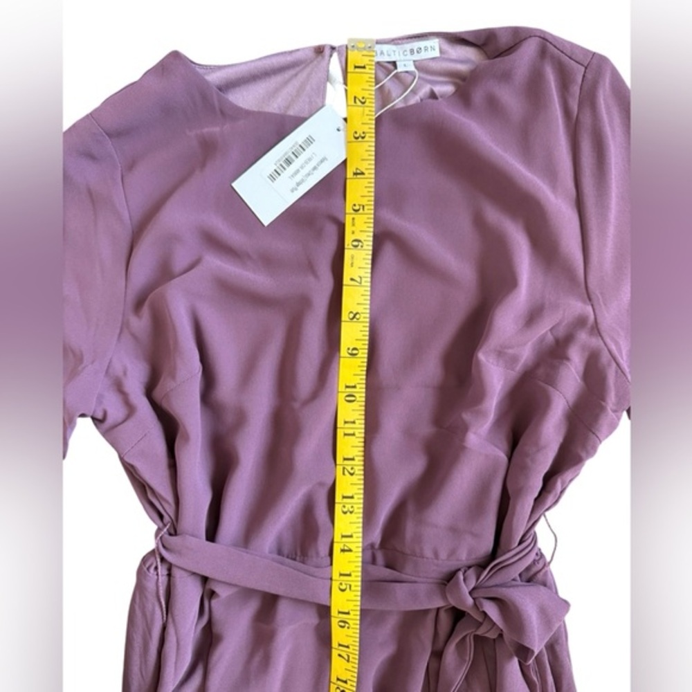 Baltic Born NWT Mauve Tie Waist Midi Dress Long Sleeve Wedding Guest L - Picture 6 of 9